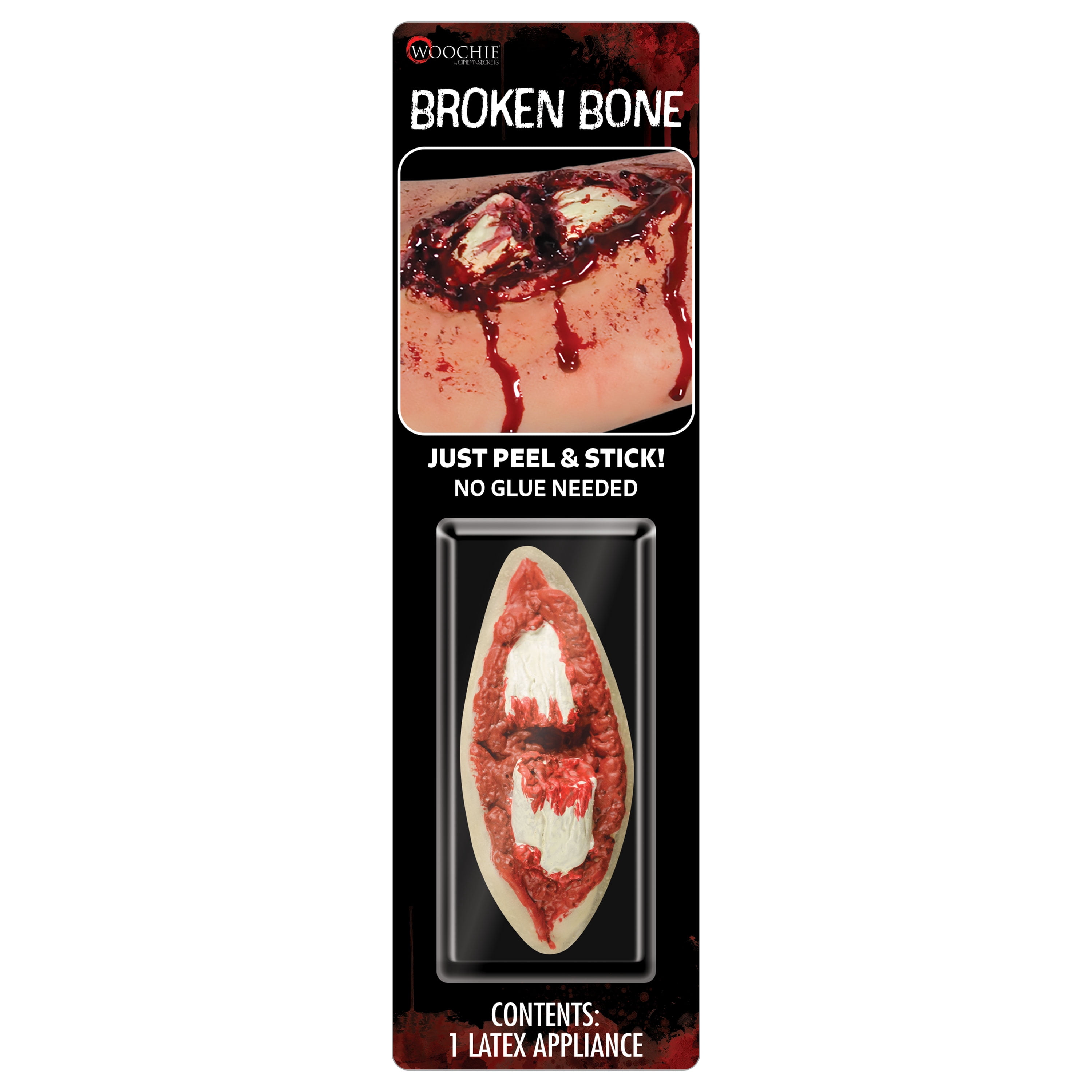 This Spooky "Broken Bone" Uses the Super-Easy "Peel & Stick" Technology. Halloween Makeup by Woochie.