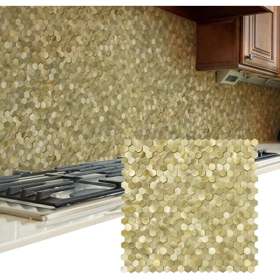 Peel and  Backsplash Tiles,   Mosaic Self  Tiles,  Hexagon Backsplash for Kitchen Bathroom Fireplace Vanity (8PCS, )