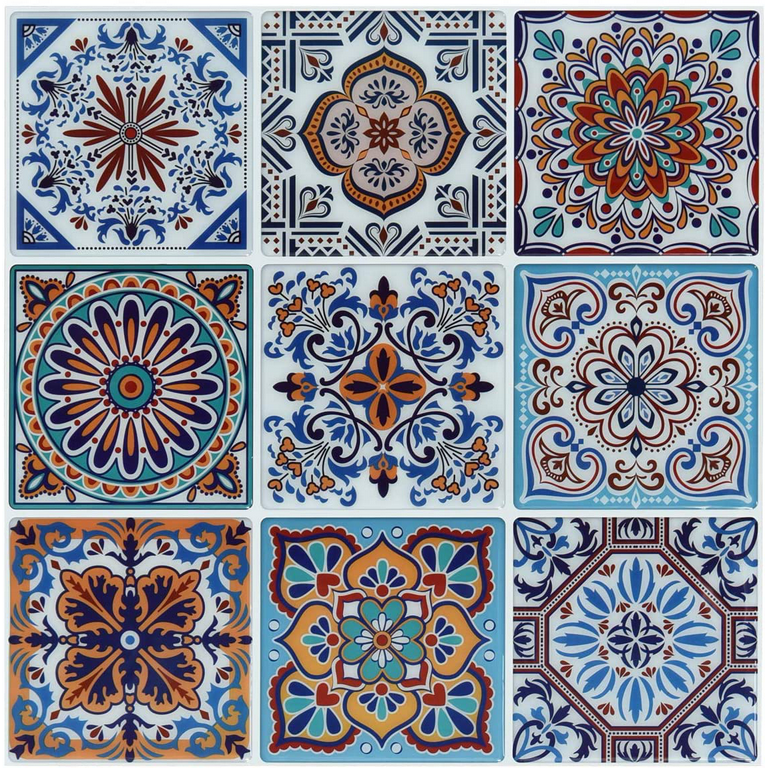 LongKing Colorful Talavera 12 in. x 12 in. Peel and Stick Wall Tile Backsplash (10-Pack) LongKing Colorful Talavera 12 in. x 12 in. Peel and Stick Wall Tile Backsplash (10-Pack)