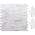 thumbnail image 1 of Peel and Stick Backsplash, PVC Wall Tiles Stick on Backsplash for Kitchen(10 Sheets, White Marble with Metal Silver), 1 of 6