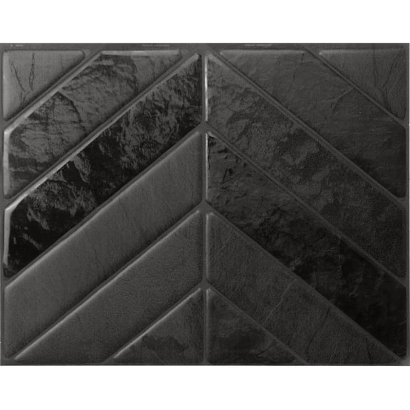 Peel and Stick Backsplash Tile Sheets Chevron Pattern Black 11.43 in x 9 in Pack of 5 Matte and Glossy Heat and Moisture Resistant Low VOC
