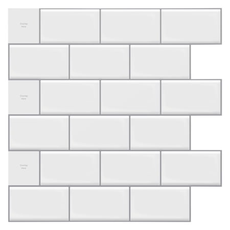Peel and Stick Backsplash Tile for Kitchen in White Subway Tile 12"x12" (1-Pack)