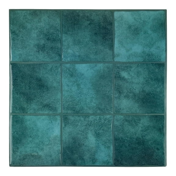 Peel and Stick Backsplash Tiles, 10 Sheets Blue Costa Faux Spanish Handmade Tile for Kitchen, Bathroom, Wall Tile (12" x 12")