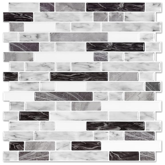 Peel and Stick Backsplash Tiles 10 Sheets Carrara Grey 12x12 Inch Kitchen Bathroom Use