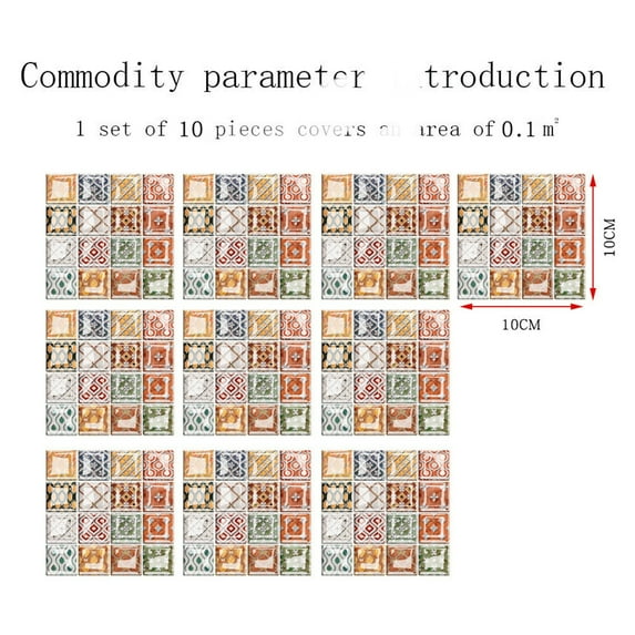 Peel and Stick Backsplash Tiles 10Pcs 3D Crystal Tile Stickers Diy Self-Adhesive Wall Stickers