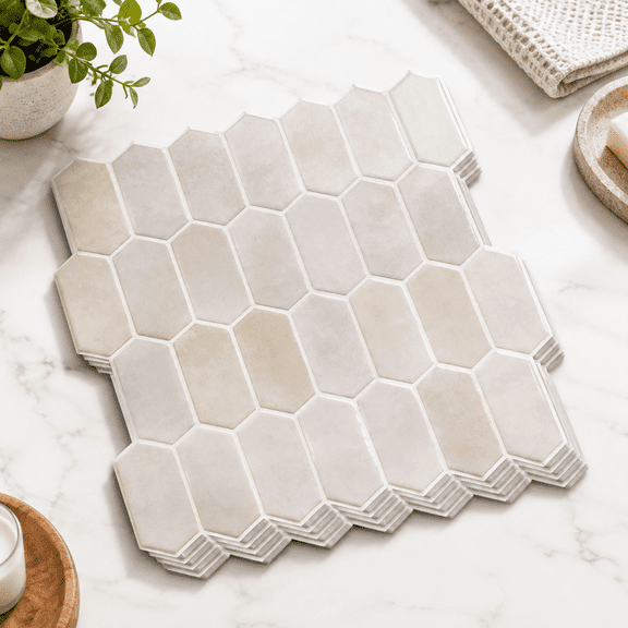 Peel and Stick Backsplash Tiles, Beige Gray, 12 x 12 Inch, 10 Pack