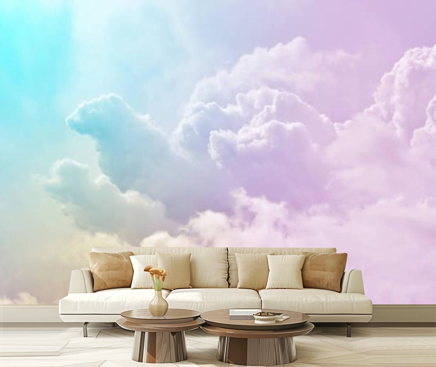 Peel and Stick Canvas Wallpaper Clouds sky daytime pastel Modern Art ...