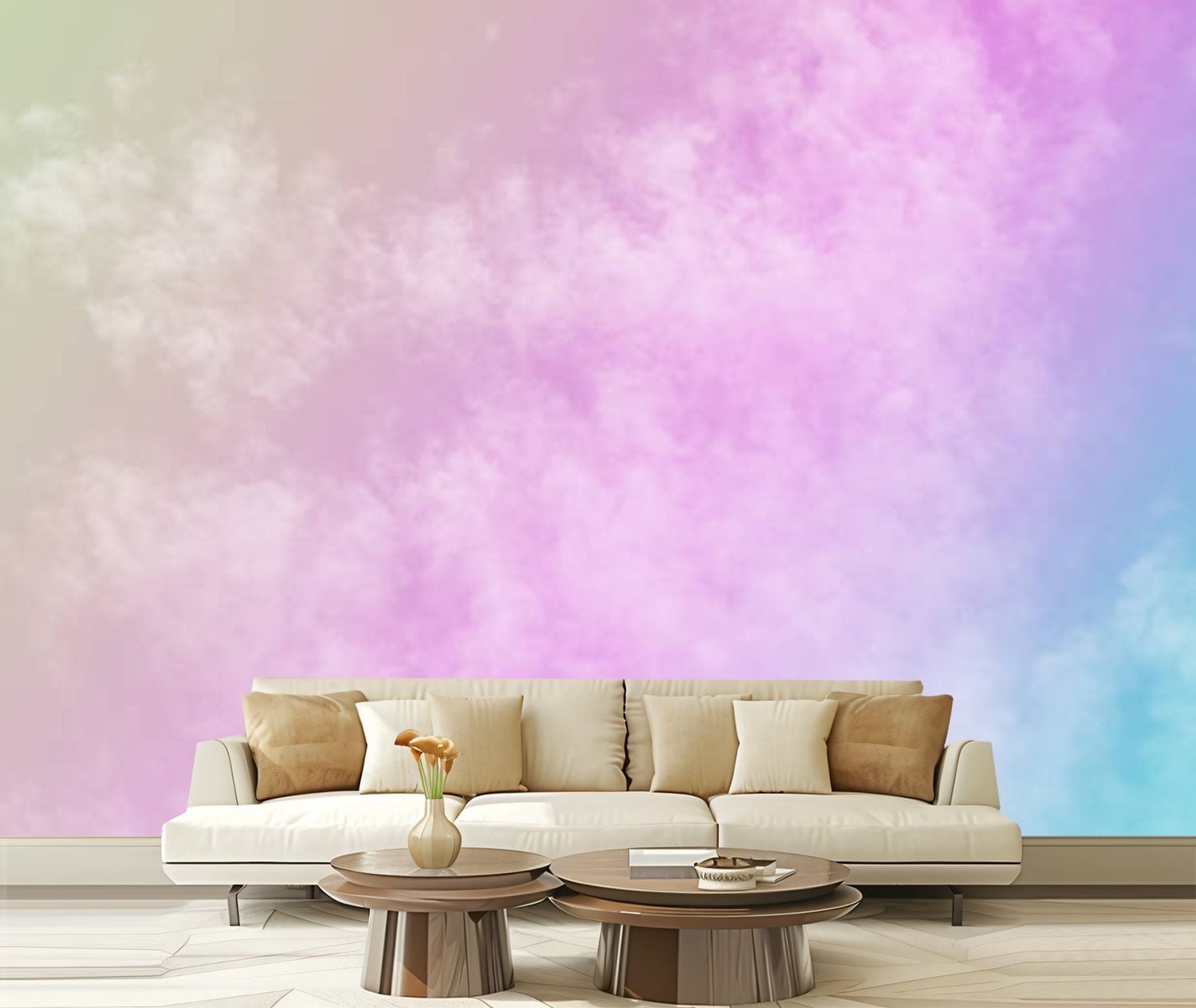 Peel and Stick Canvas Wallpaper Clouds sky pastel color use for ...