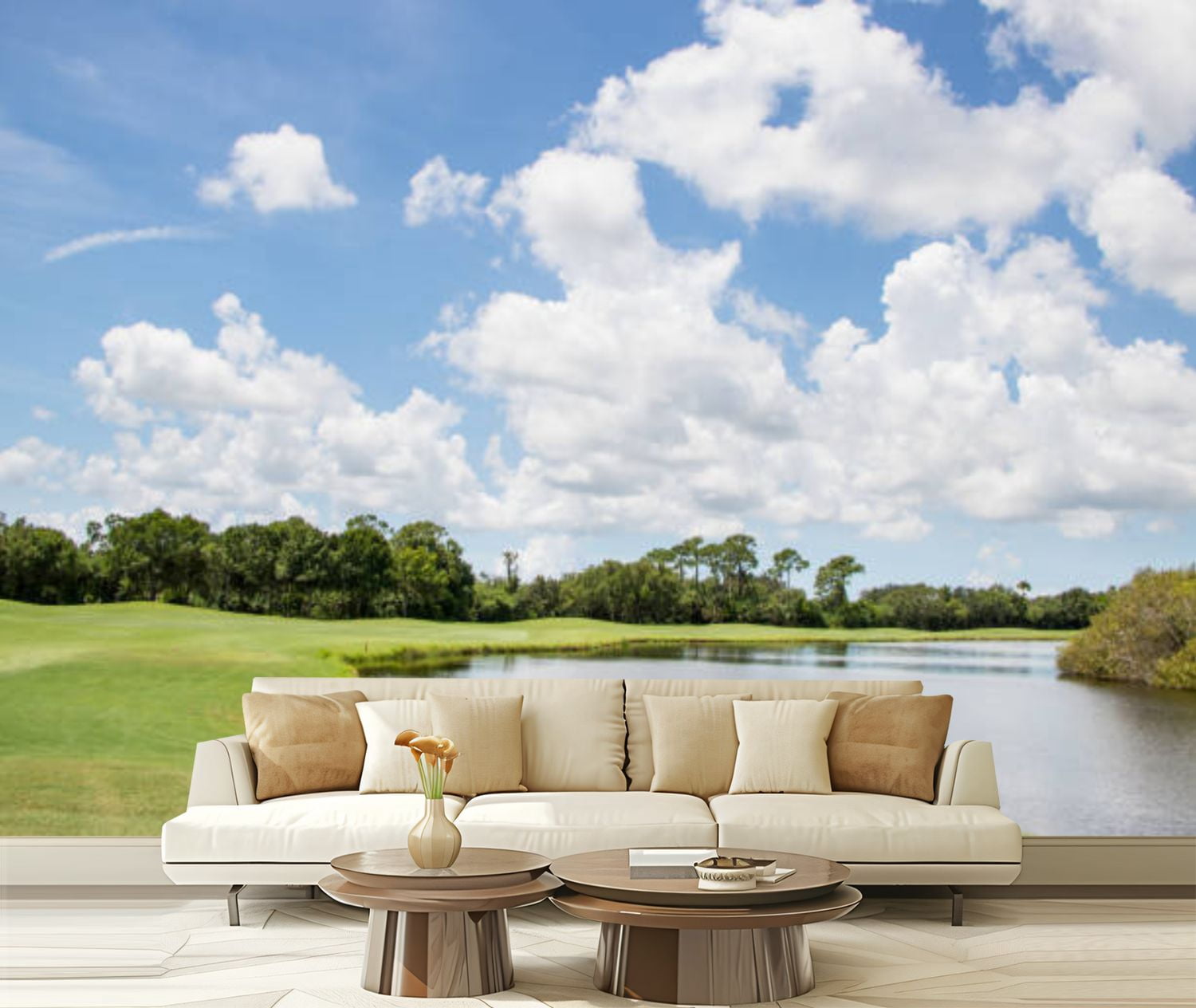 Peel and Stick Canvas Wallpaper Course under Beautiful Sky Modern Art ...