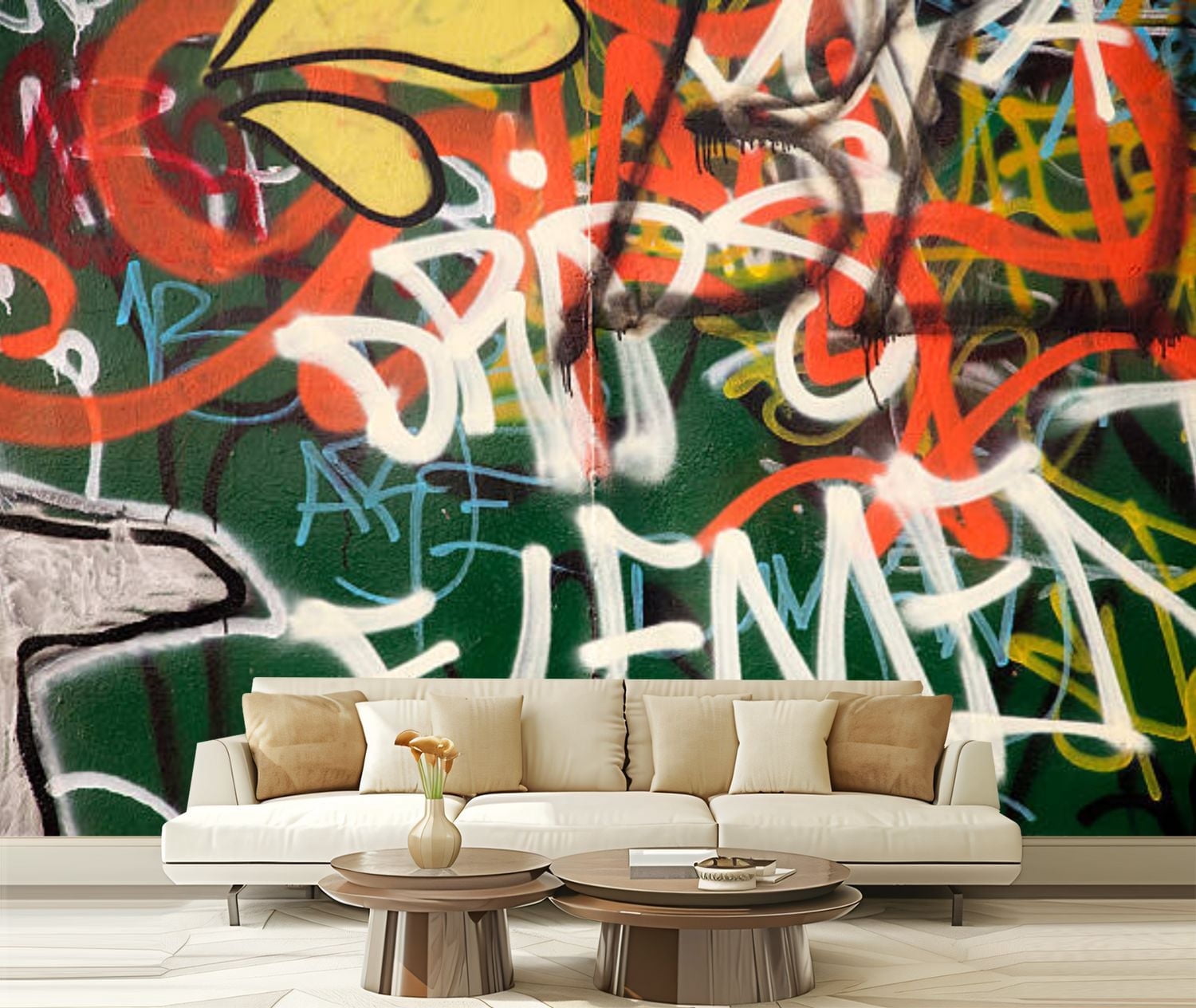Peel and Stick Canvas Wallpaper Graffiti Modern Art Wall Mural Decor ...