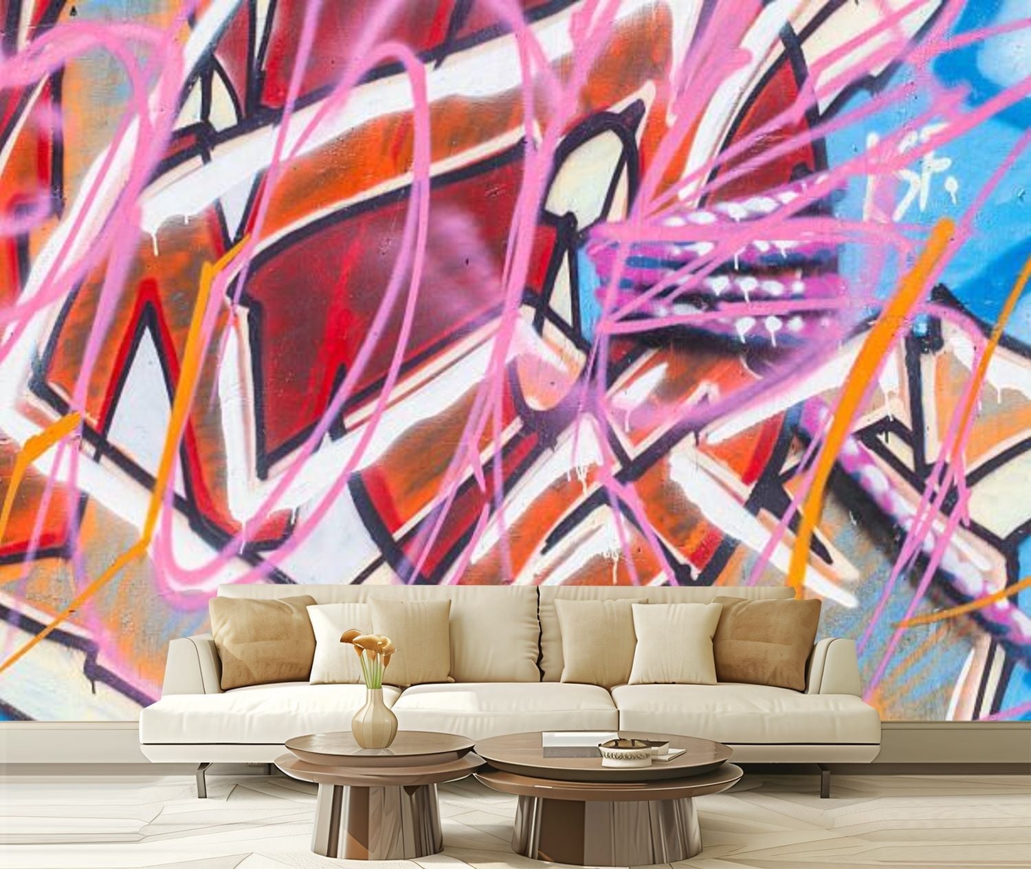 Peel and Stick Canvas Wallpaper Graffiti Series Modern Art Wall Mural ...