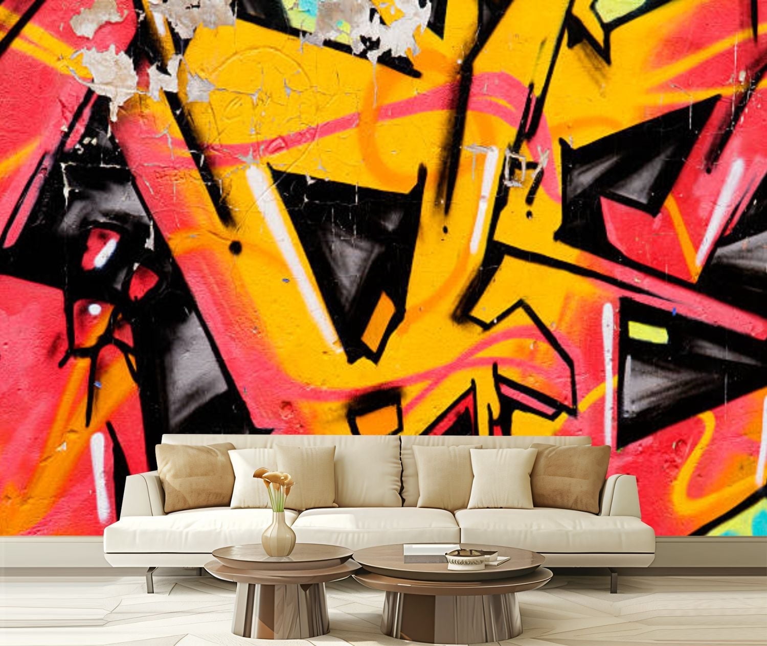 Peel and Stick Canvas Wallpaper Graffiti wall Modern Art Wall Mural ...