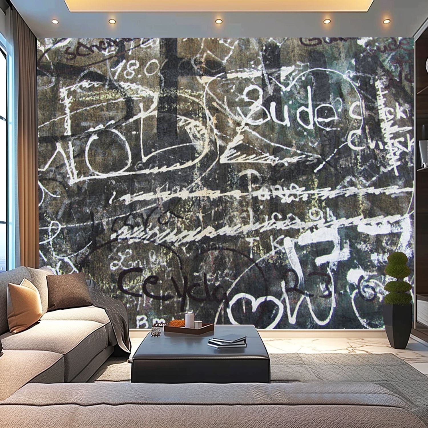 Peel and Stick Canvas Wallpaper Graffiti wall closeup Modern Art Wall ...