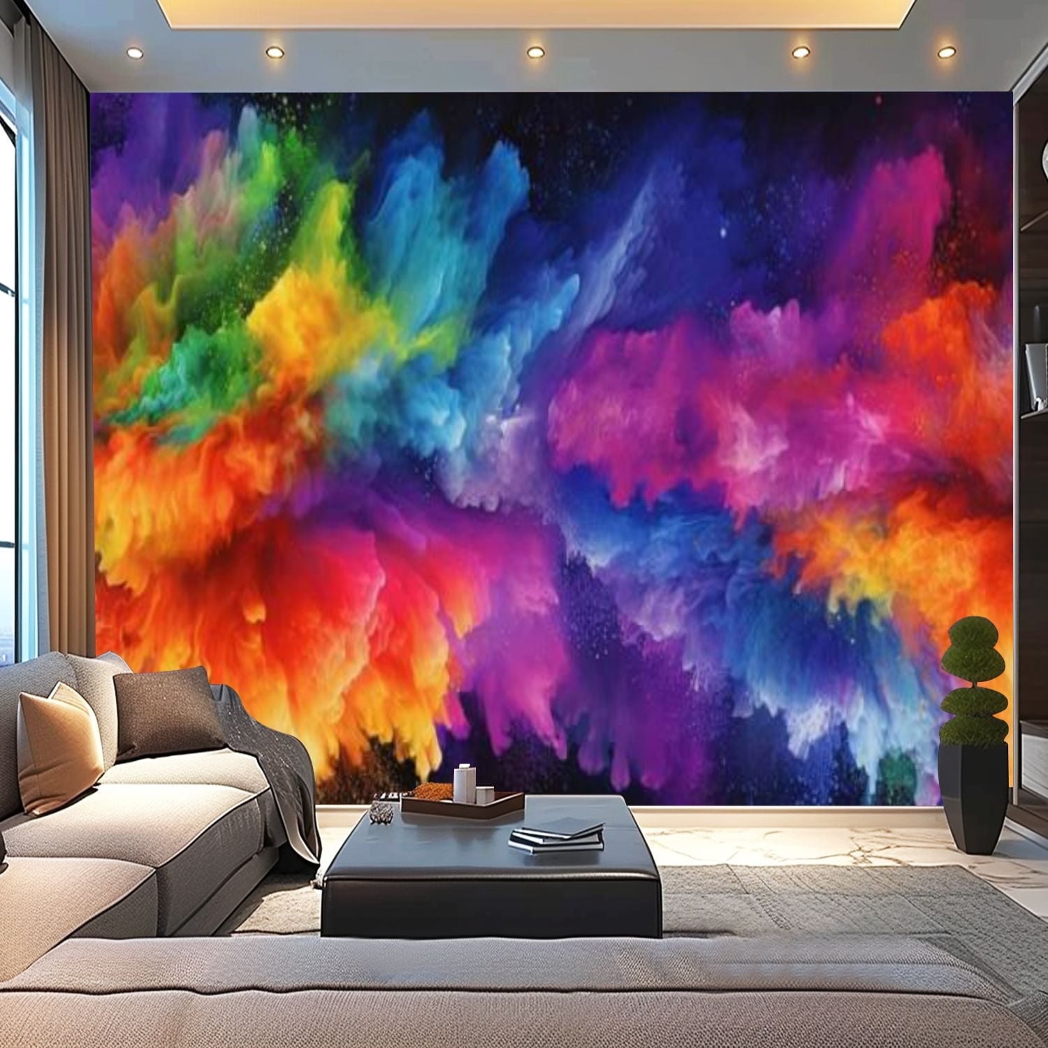 Peel and Stick Canvas Wallpaper Holi Modern Art Wall Mural Decor Self ...