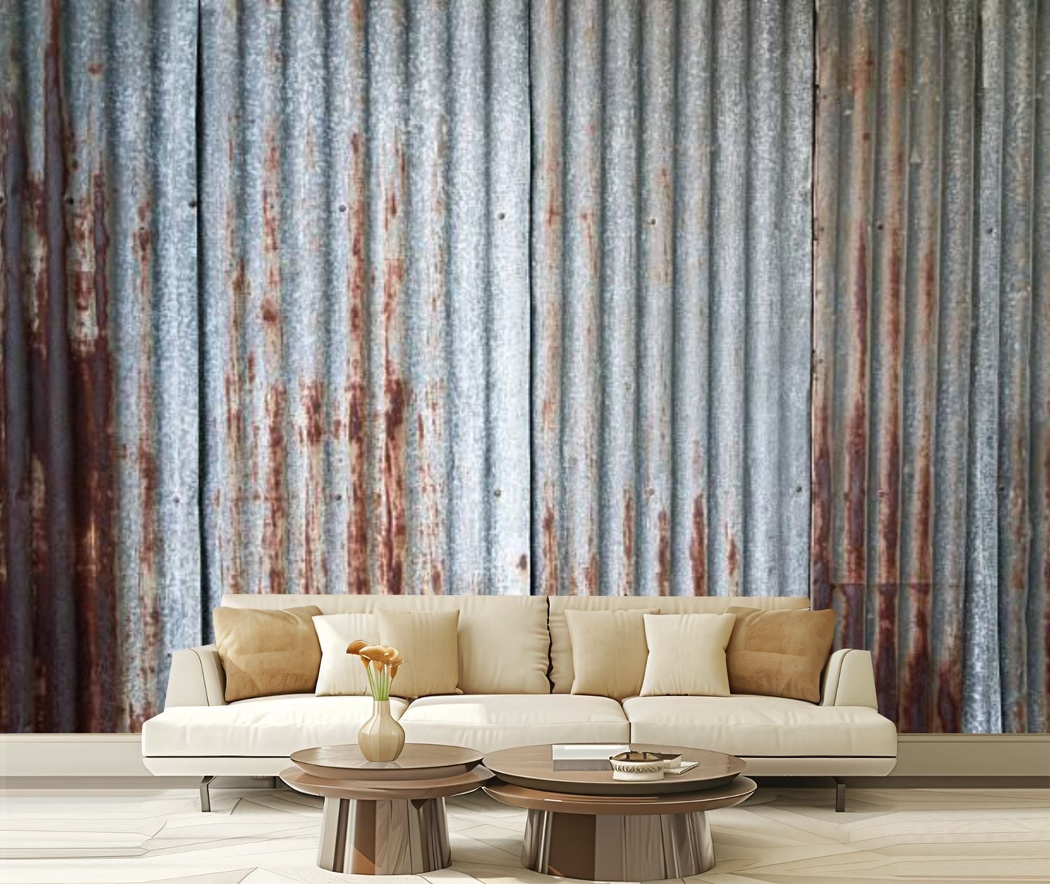 Peel and Stick Canvas Wallpaper Old rusty galvanized Modern Art Wall ...