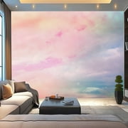Peel and Stick Canvas Wallpaper Pastel pink blue color sky Modern Art Wall Mural Decor Self Adhesive and Removable 100in x 144in