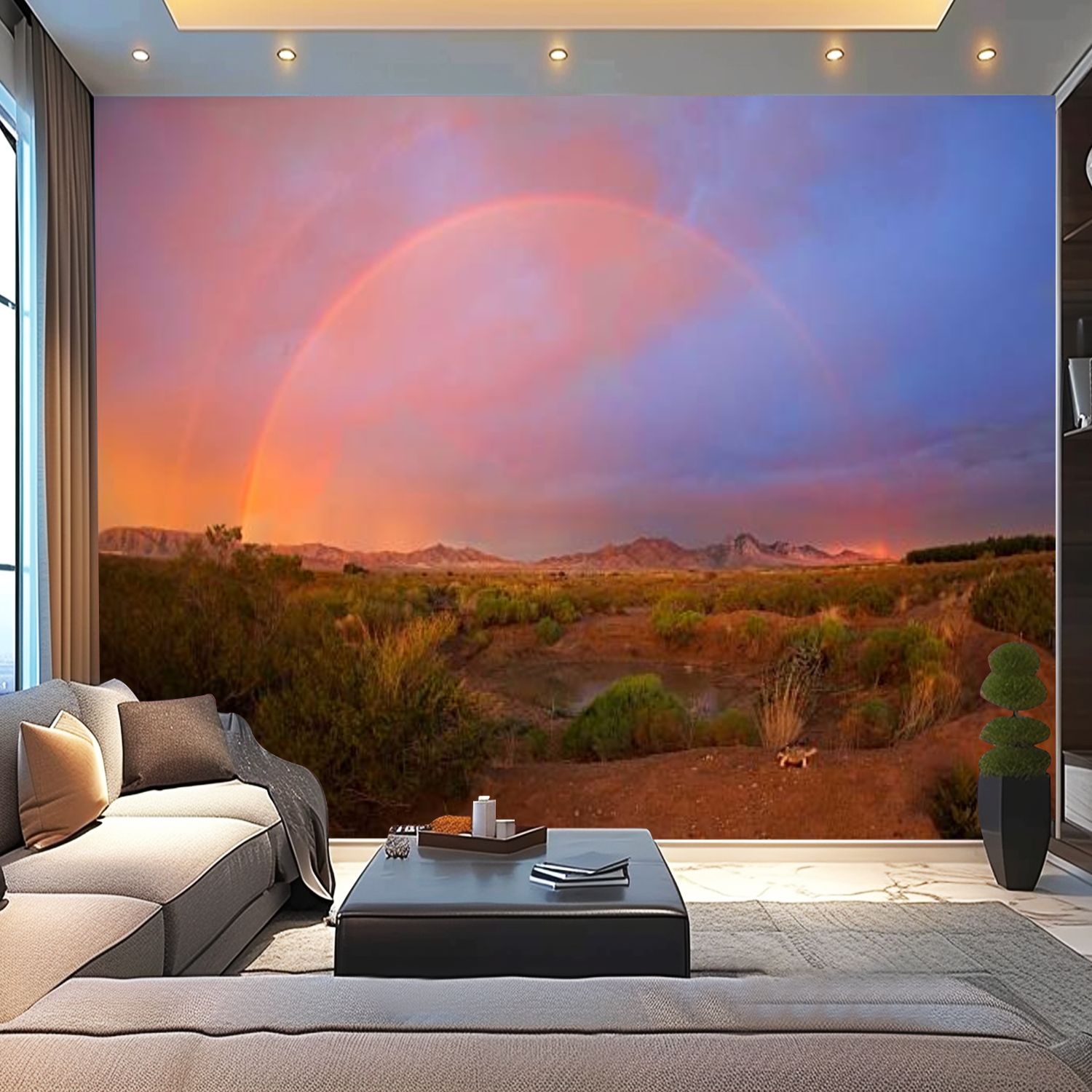Peel and Stick Canvas Wallpaper Rainbow Clouds Modern Art Wall Mural ...