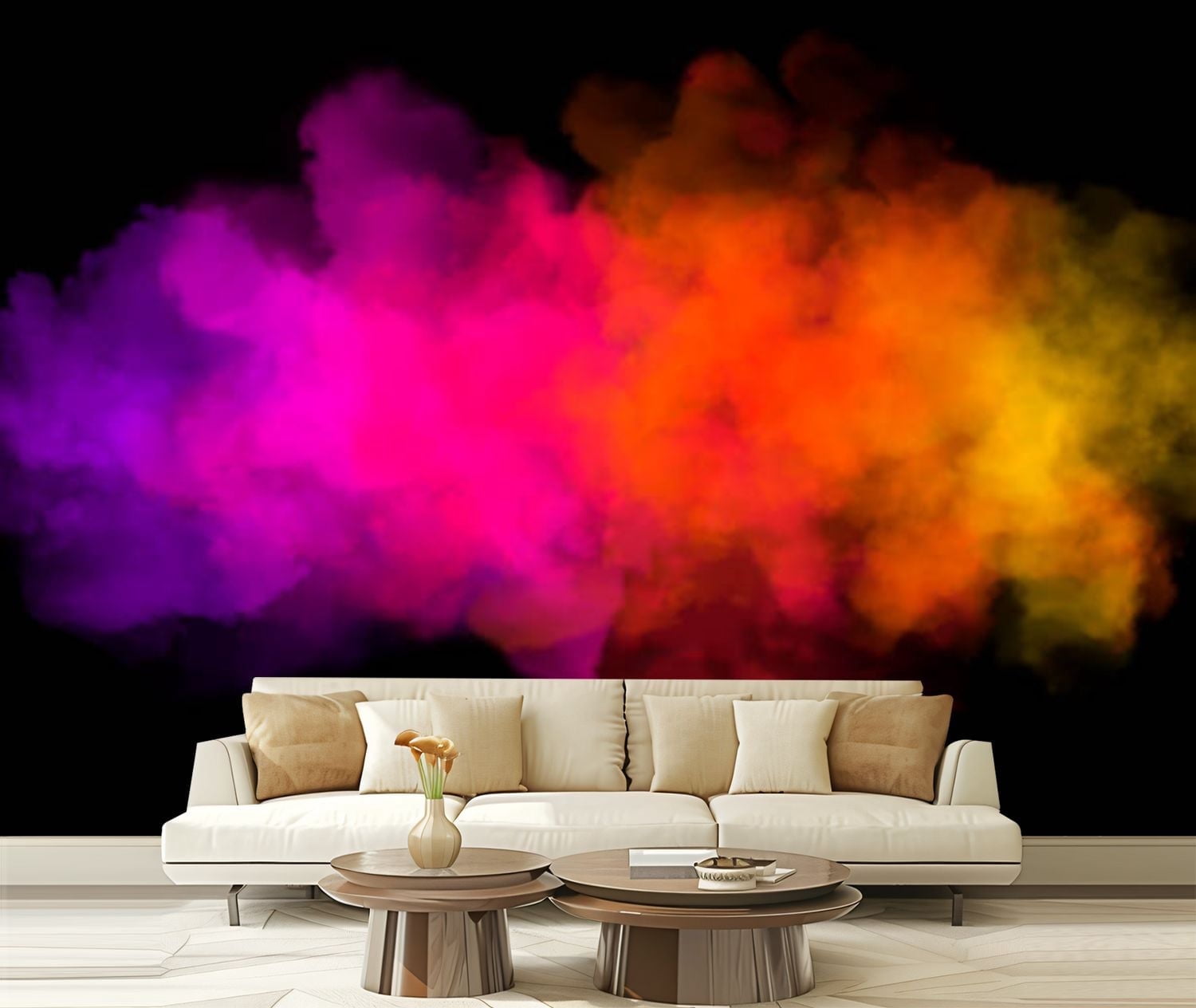Peel and Stick Canvas Wallpaper Rainbow colored Modern Art Wall Mural ...