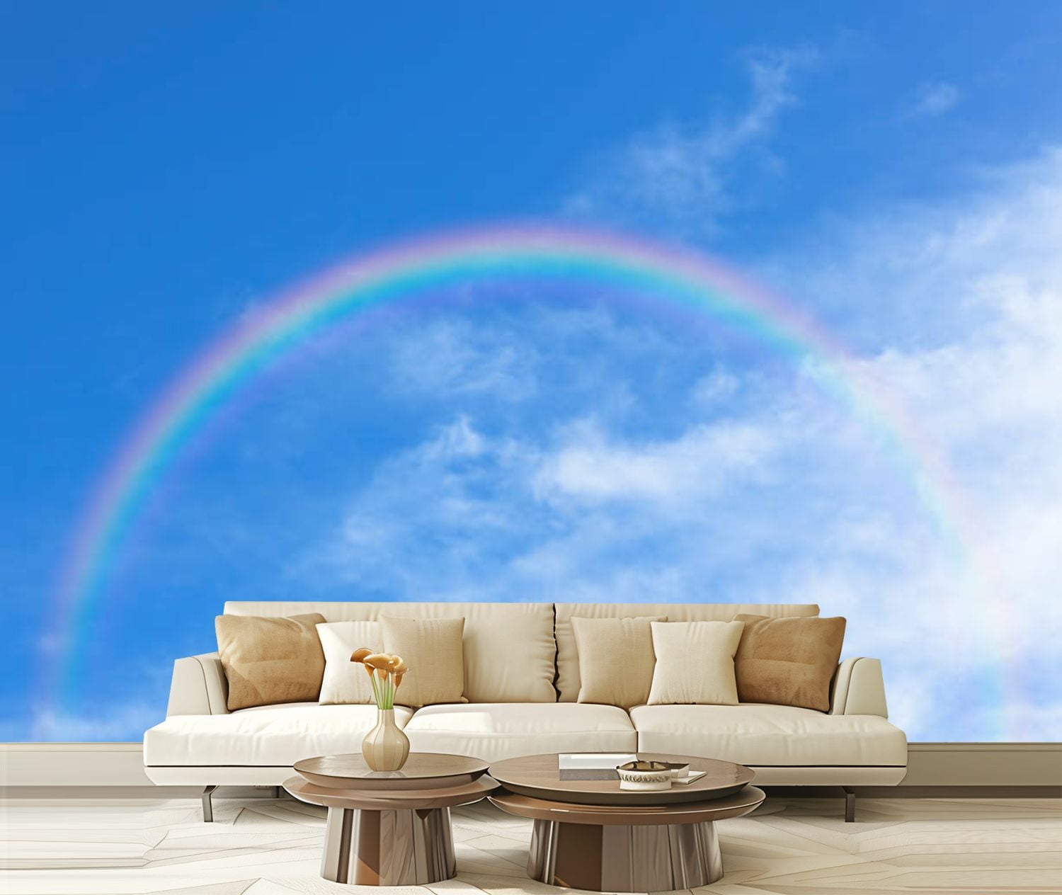 Peel and Stick Canvas Wallpaper Rainbow sky Modern Art Wall Mural Decor ...