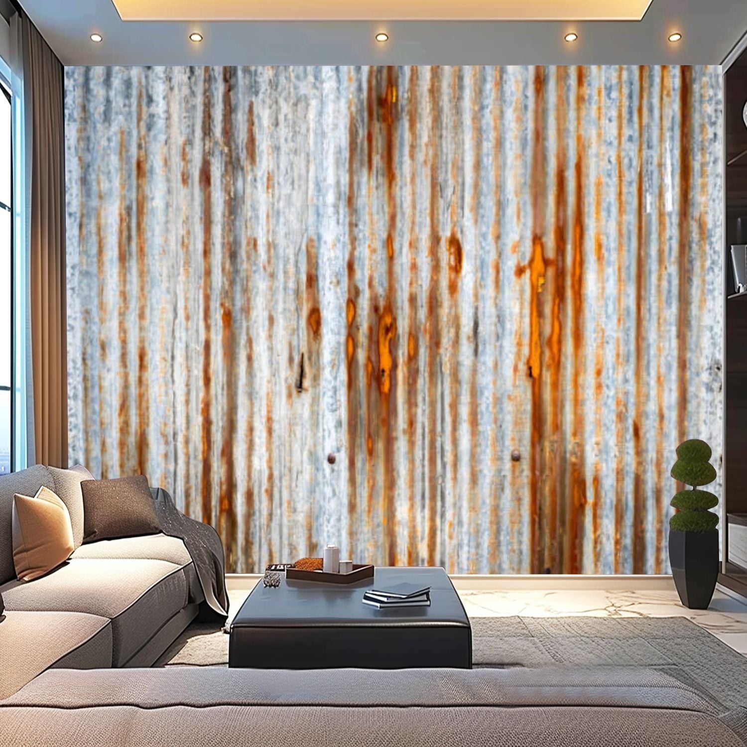Peel and Stick Canvas Wallpaper Rusted galvanized plate Modern Art Wall ...