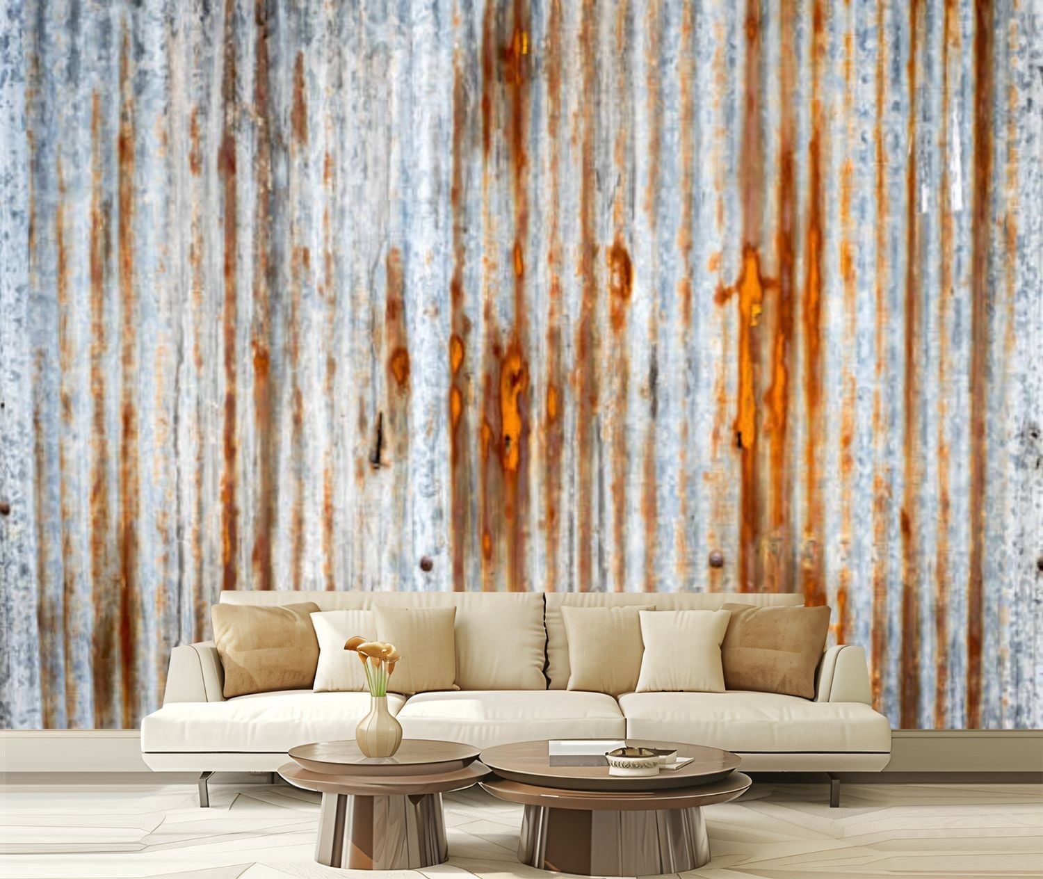 Peel and Stick Canvas Wallpaper Rusted galvanized plate Modern Art Wall ...