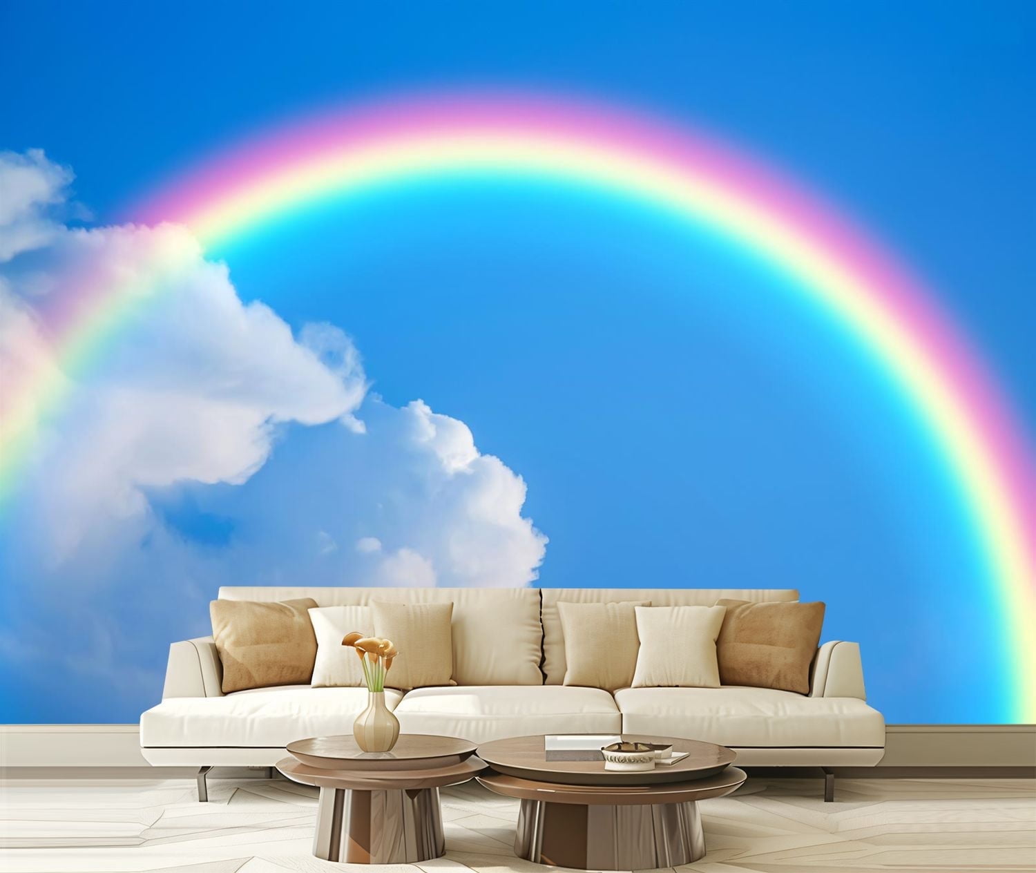 Peel and Stick Canvas Wallpaper Sky rainbow Modern Art Wall Mural Decor ...