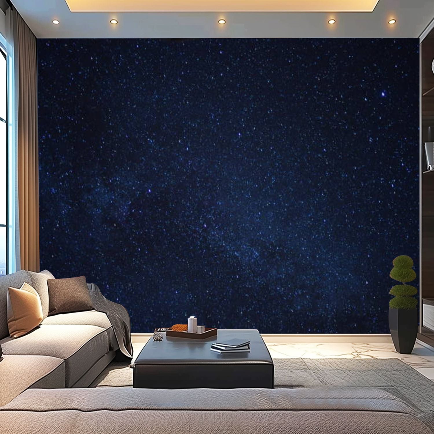 Peel and Stick Canvas Wallpaper Starry Sky Modern Art Wall Mural Decor ...