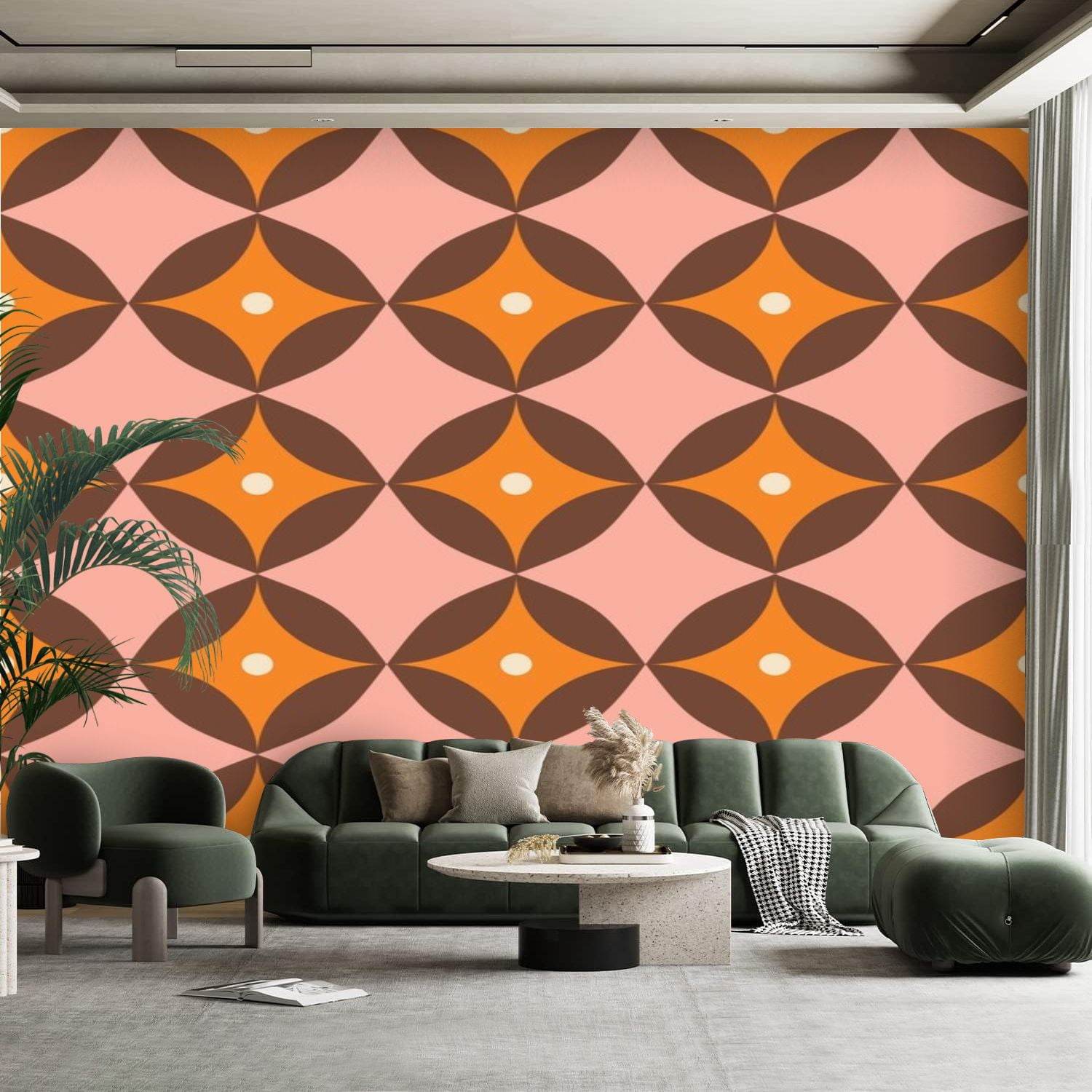 Peel and Stick Canvas Wallpaper Wall Mural 50s Mid Century Modern ...