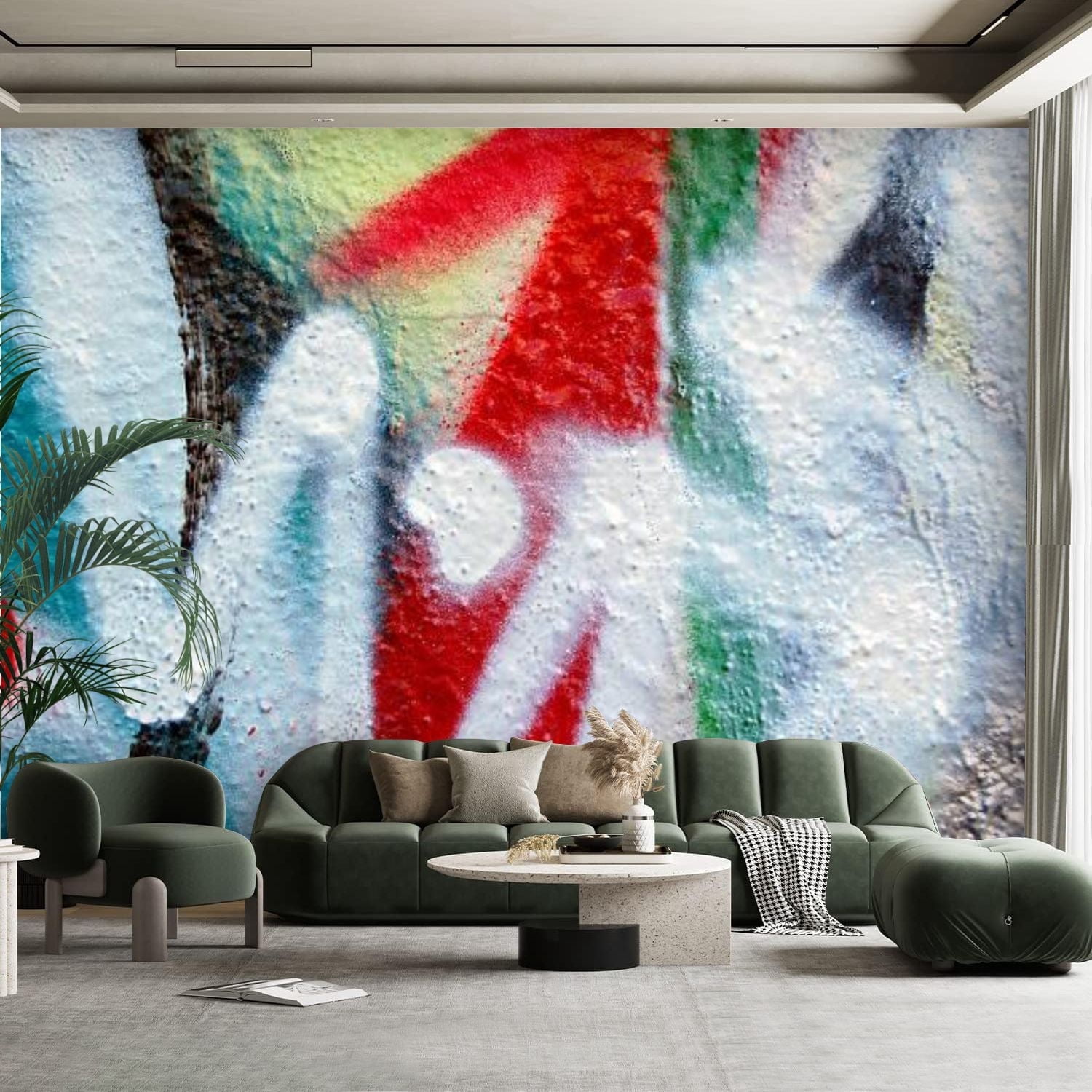 Peel and Stick Canvas Wallpaper Wall Mural Abstract graffiti Wall Art ...