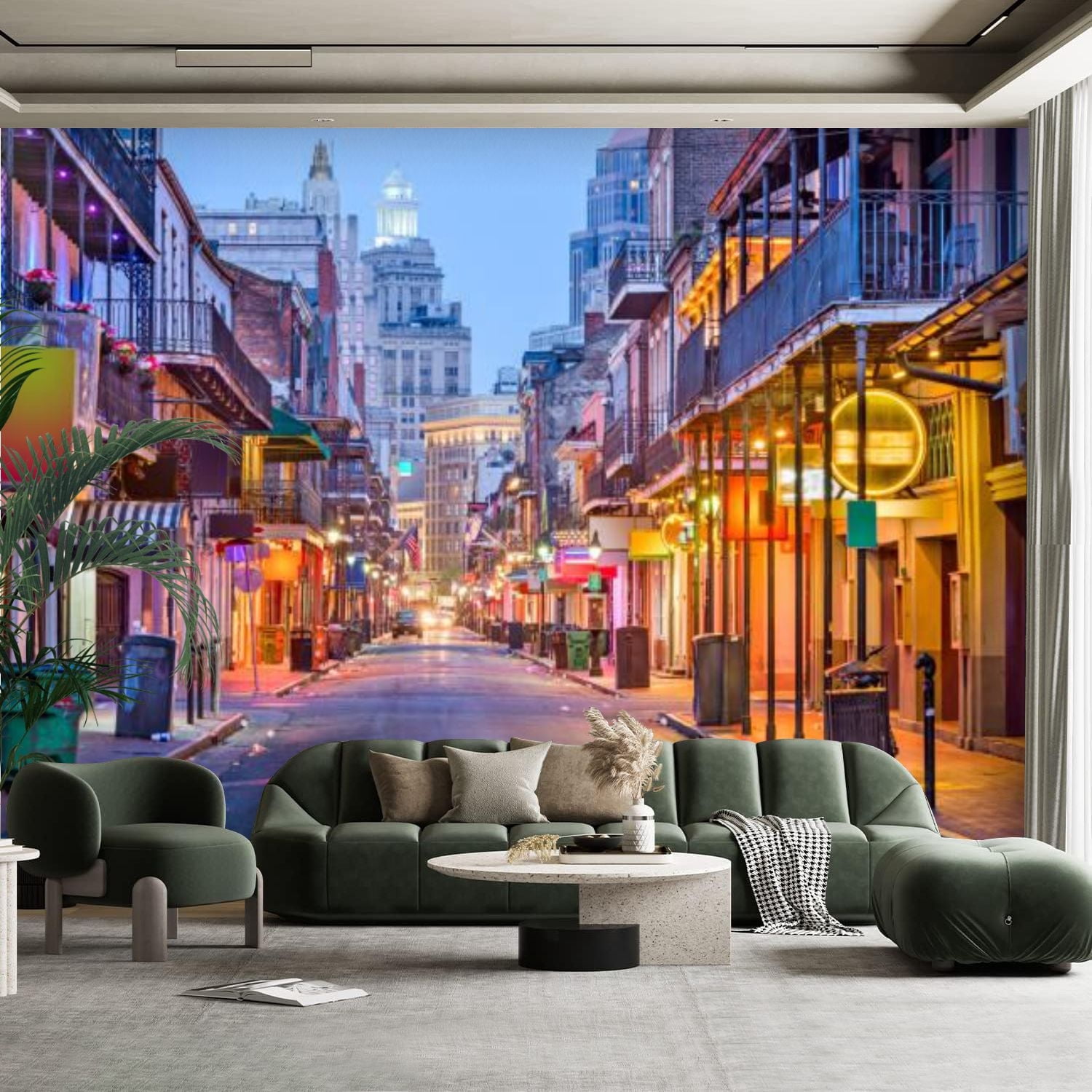 Peel and Stick Canvas Wallpaper Wall Mural Bourbon Street New Orleans ...