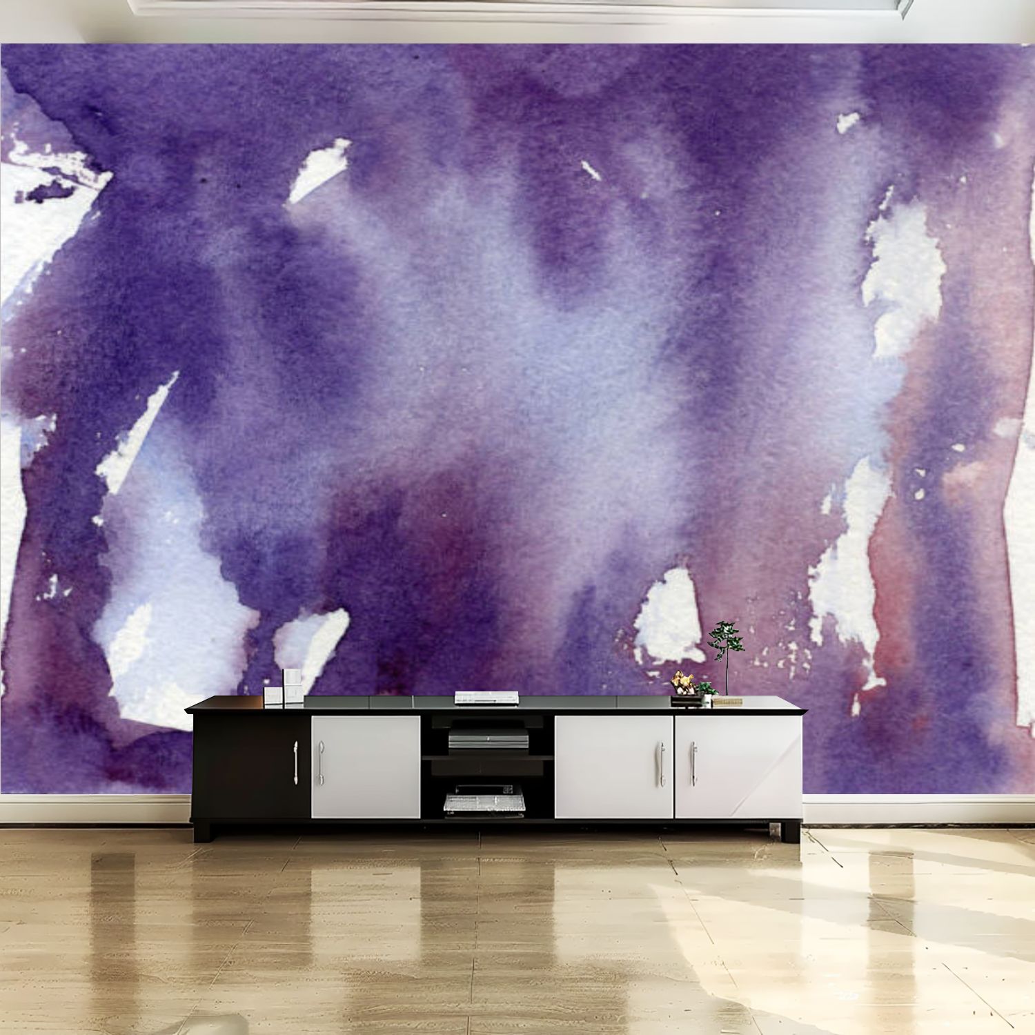 Peel and Stick Canvas Wallpaper Wall Mural Bright painted watercolor ...