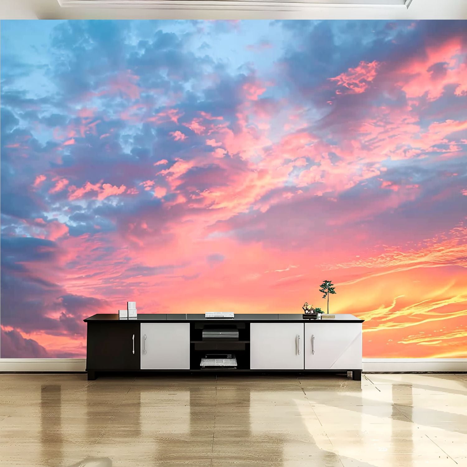 Peel and Stick Canvas Wallpaper Wall Mural Colorful clouds dramatic ...