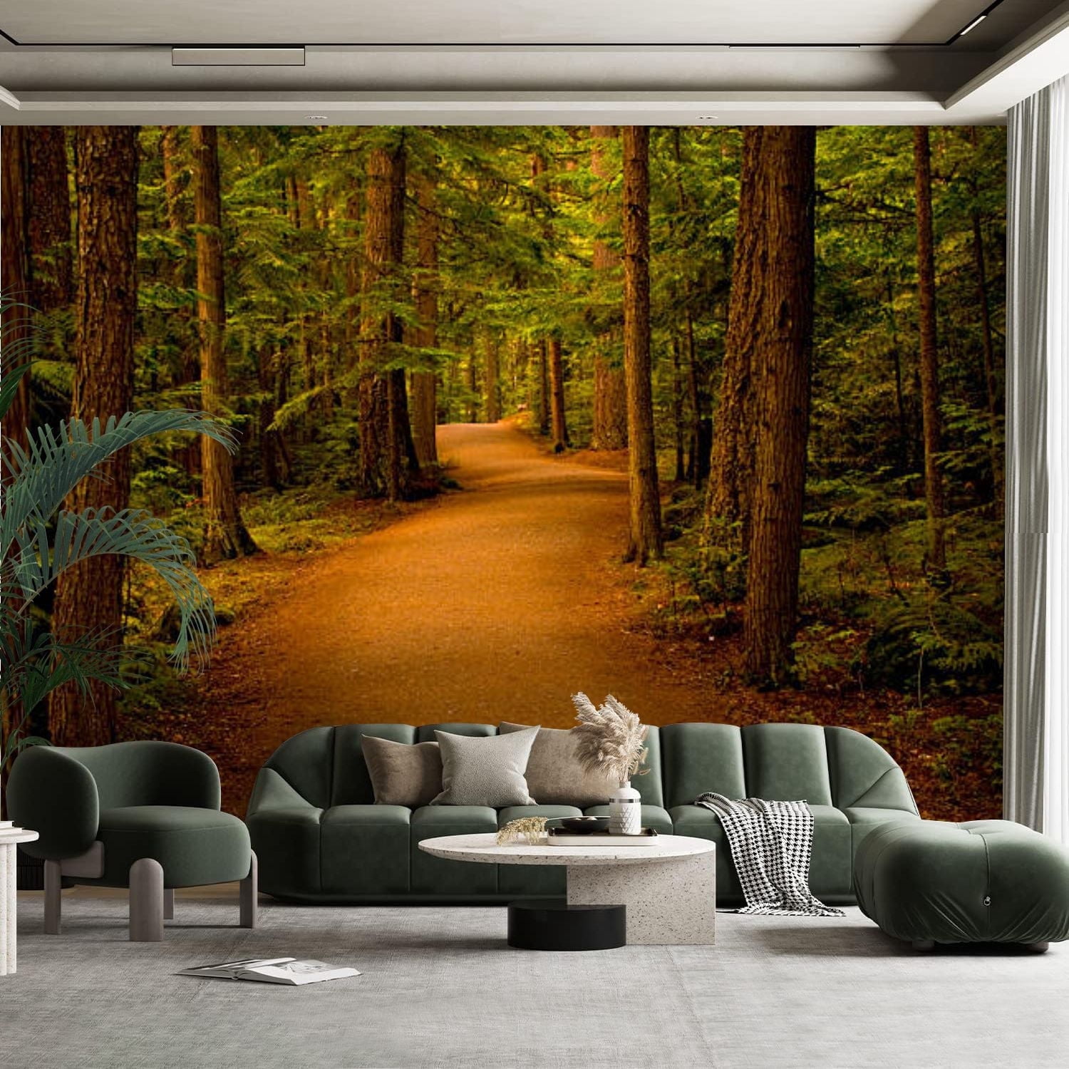 Peel and Stick Canvas Wallpaper Wall Mural Forest Woods Wall Art Self ...