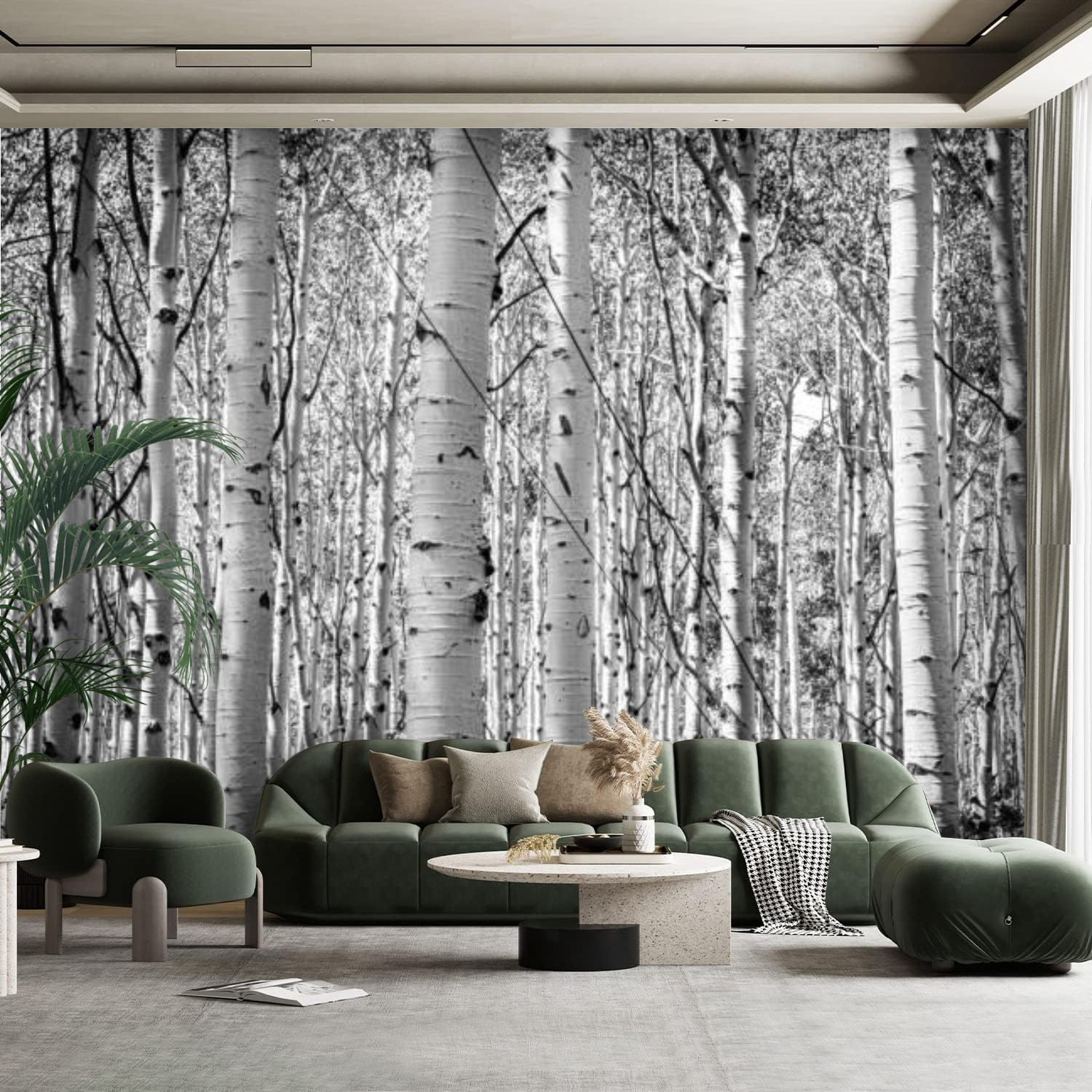 Peel and Stick Canvas Wallpaper Wall Mural Forest aspen trees Utah Wall ...