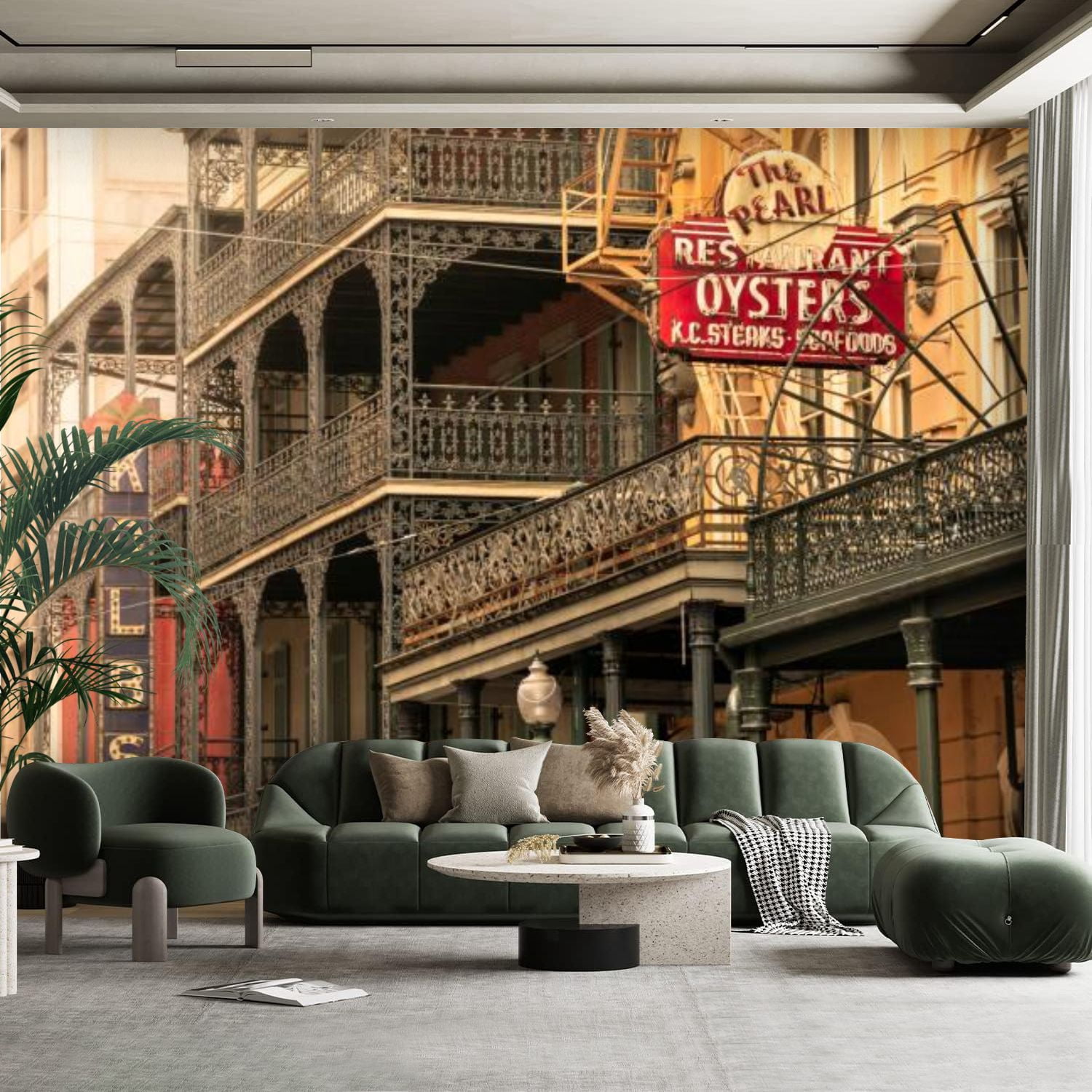 Peel and Stick Canvas Wallpaper Wall Mural French Quarter architecture ...