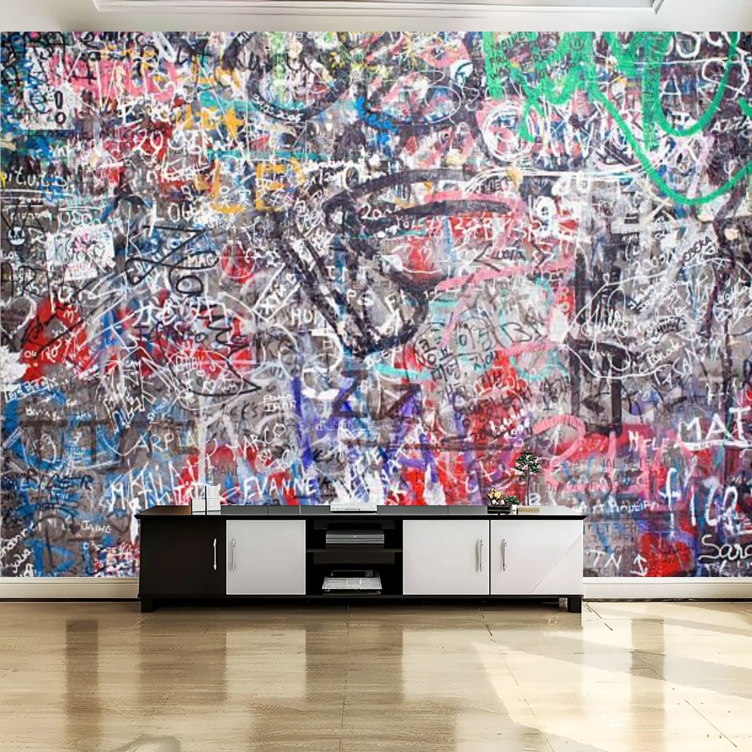 Peel and Stick Canvas Wallpaper Wall Mural French graffiti Wall Art ...
