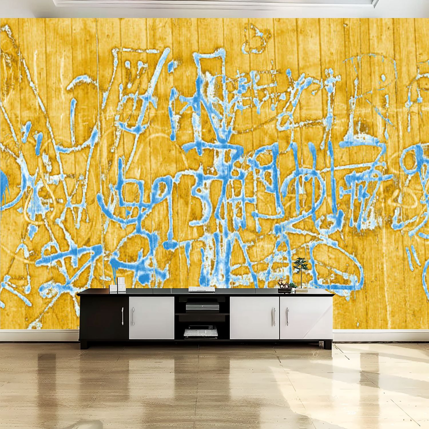 Peel and Stick Canvas Wallpaper Wall Mural Graffiti cement wall Wall ...