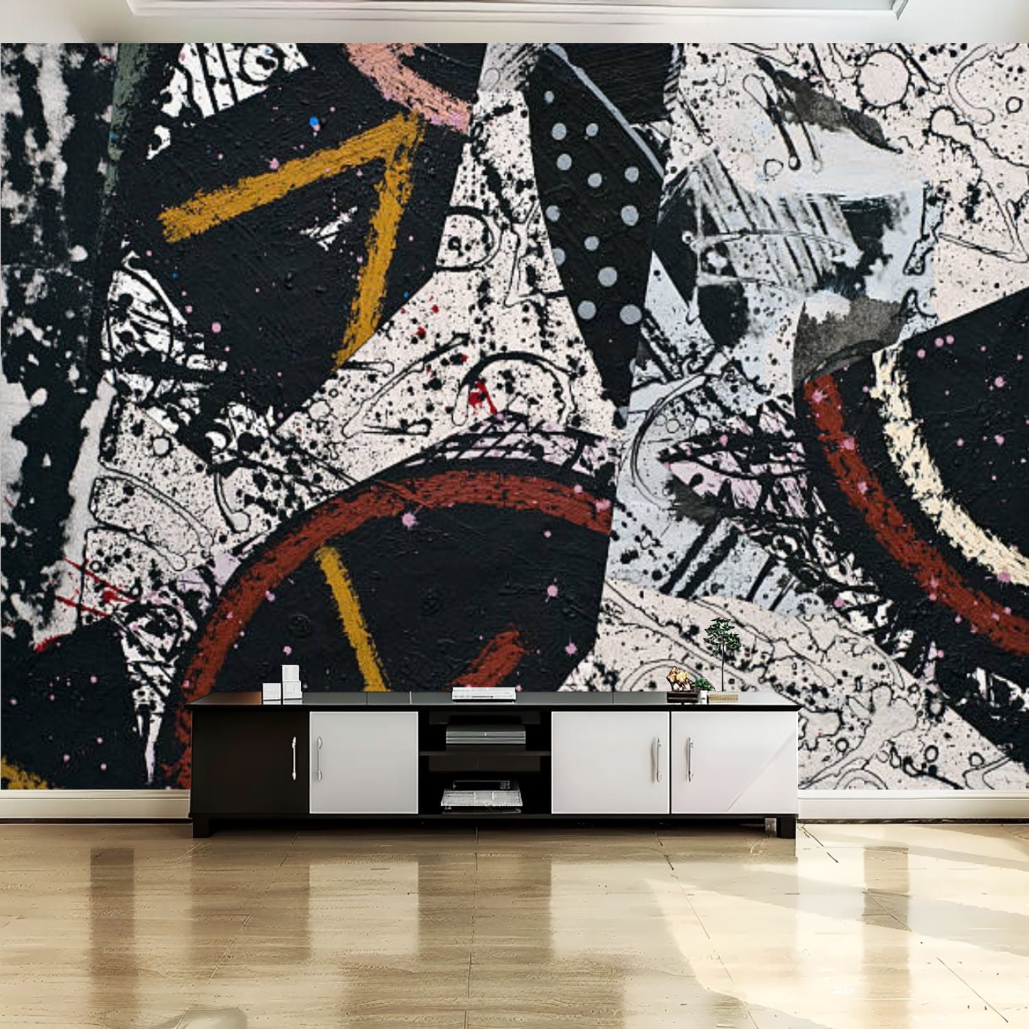 Peel and Stick Canvas Wallpaper Wall Mural Hand Painted Paper Collage ...