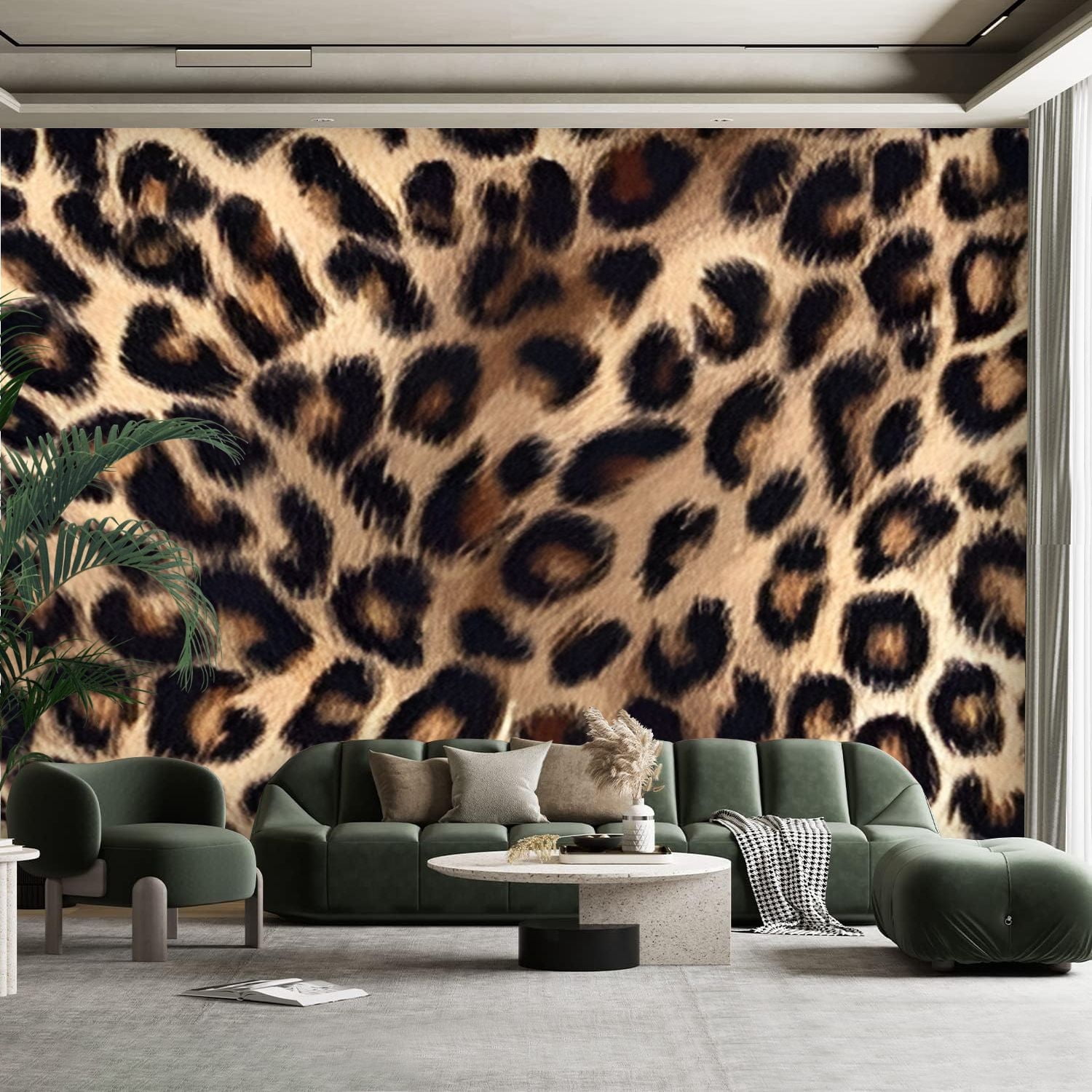 Peel and Stick Canvas Wallpaper Wall Mural Leopard Skin Texture ...