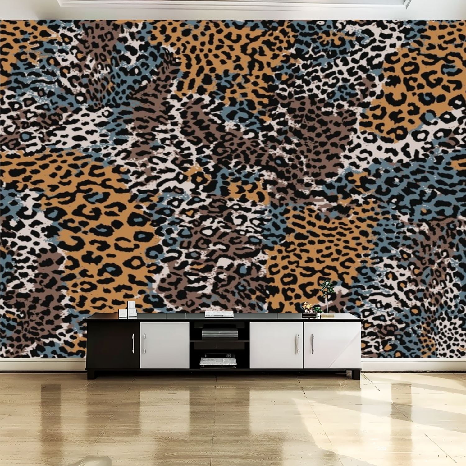 Peel and Stick Canvas Wallpaper Wall Mural Leopard skin abstract design ...