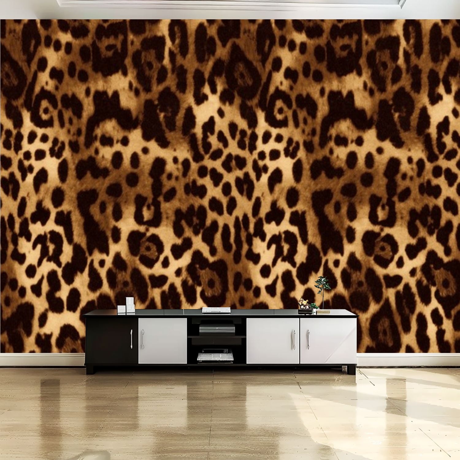 Peel and Stick Canvas Wallpaper Wall Mural Leopard skin animal skin ...