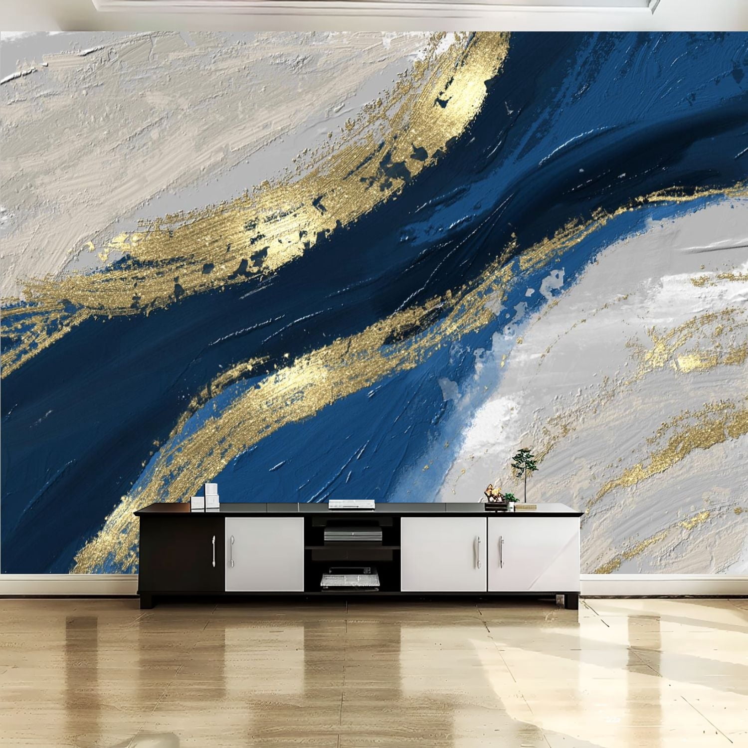 Peel and Stick Canvas Wallpaper Wall Mural Modern abstract oil painting ...