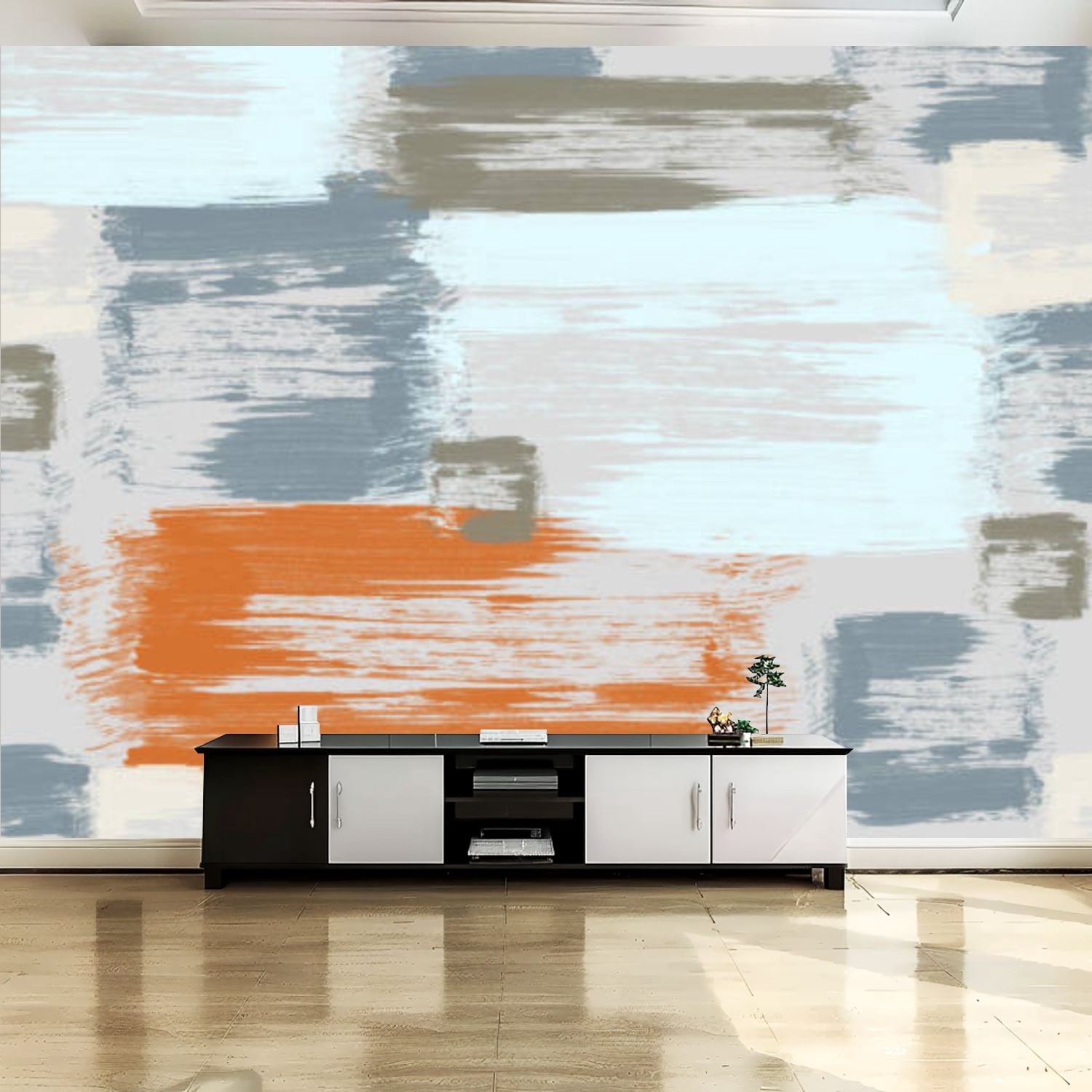 Peel and Stick Canvas Wallpaper Wall Mural Mosiac abstract brush ...