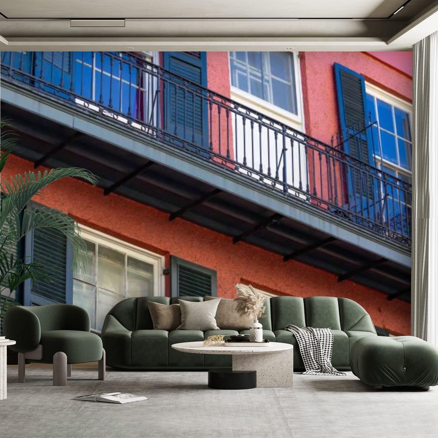Peel and Stick Canvas Wallpaper Wall Mural New Orleans Balcony Wall Art ...