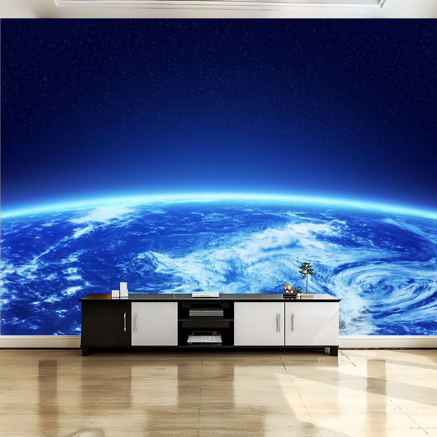Peel and Stick Canvas Wallpaper Wall Mural Planet earth high orbit view ...