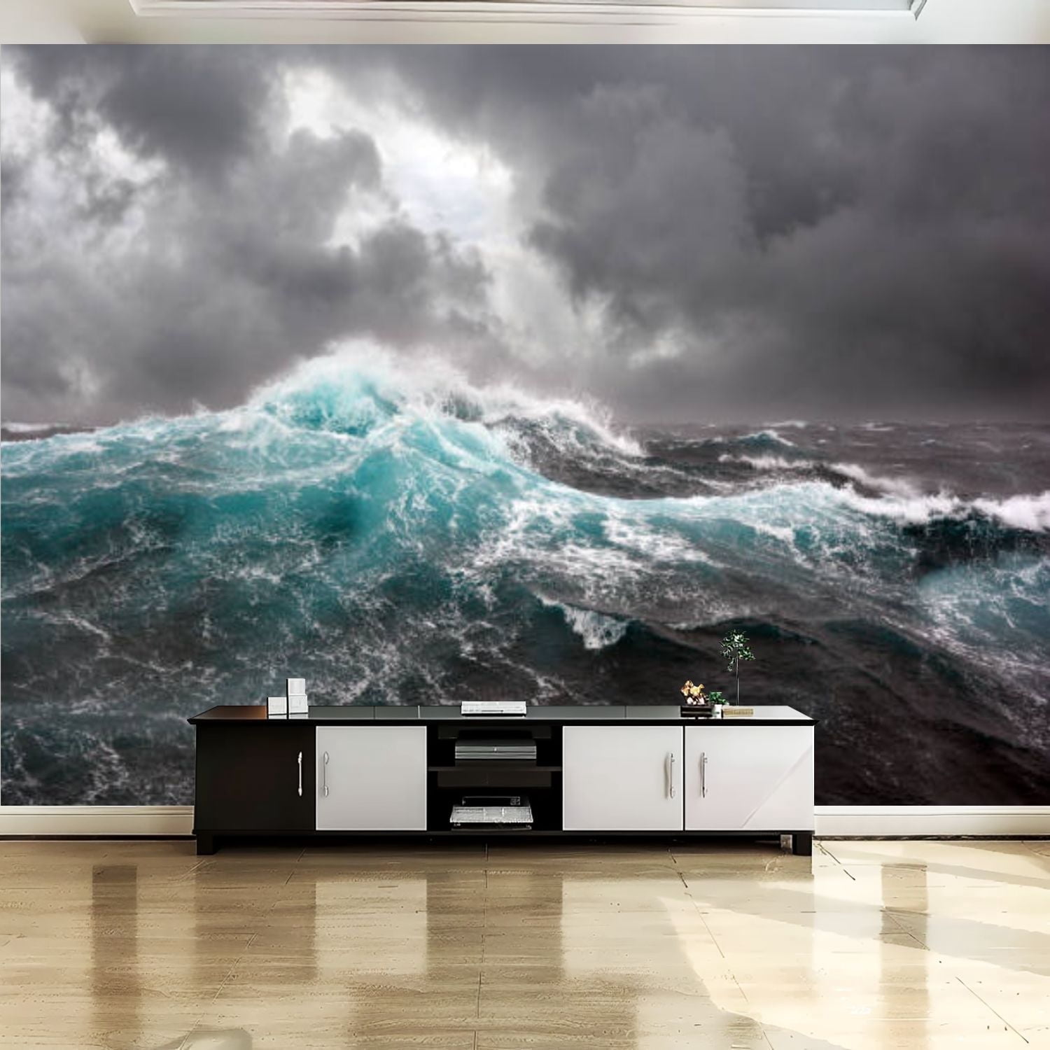 Peel and Stick Canvas Wallpaper Wall Mural Sea wave Atlantic ocean Wall ...