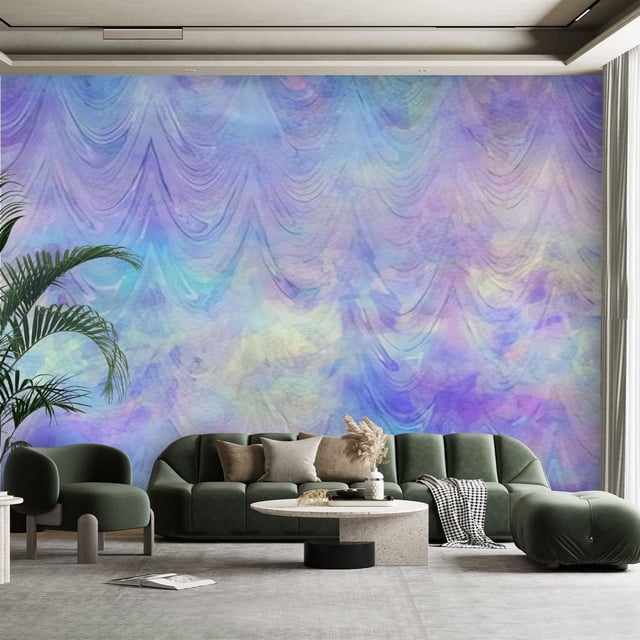 Peel and Stick Canvas Wallpaper Wall Mural Seamless iridescent rainbow ...