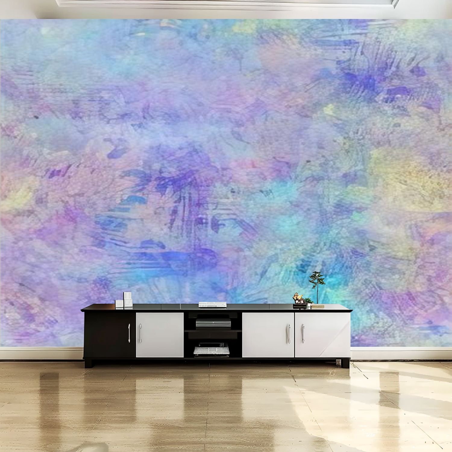 Peel and Stick Canvas Wallpaper Wall Mural Seamless iridescent rainbow ...
