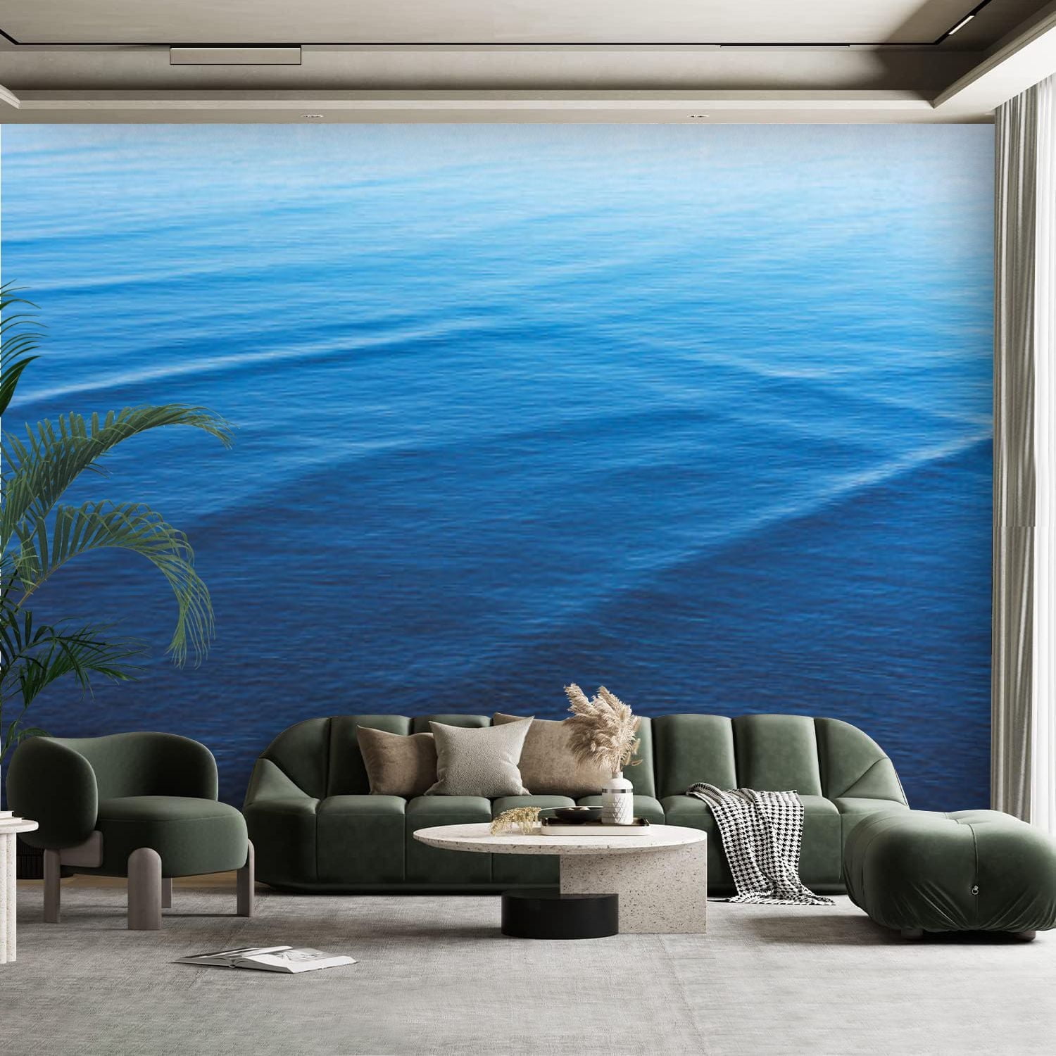 Peel and Stick Canvas Wallpaper Wall Mural Seawater surface texture ...