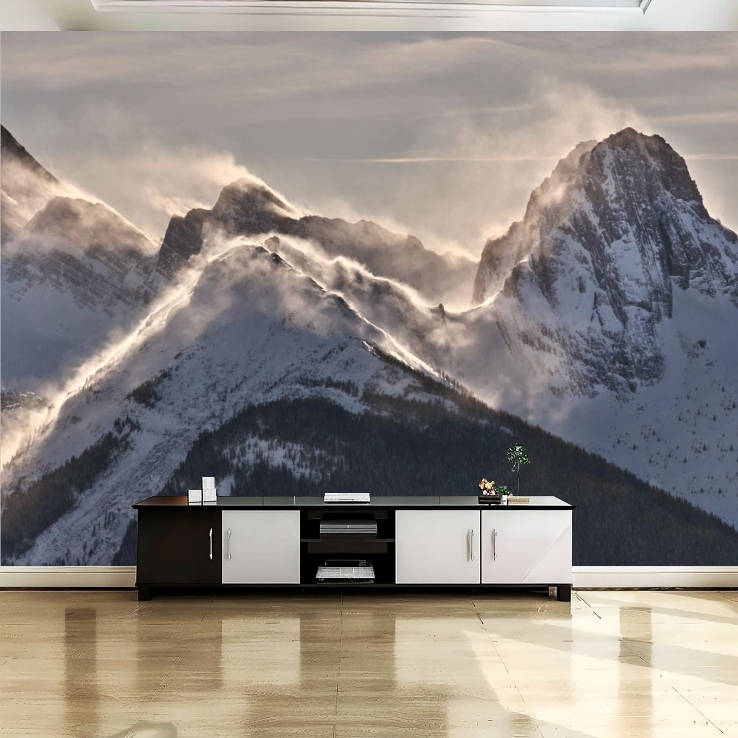 Peel and Stick Canvas Wallpaper Wall Mural Strong wind Blizzard ...